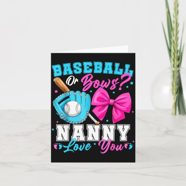 Carte Baseball Or Bows Nanny Loves You Gender Reveal Fam (Devant)