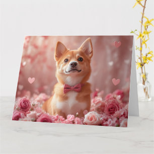 Carte Basenji avec Rose - Saint Valentin
