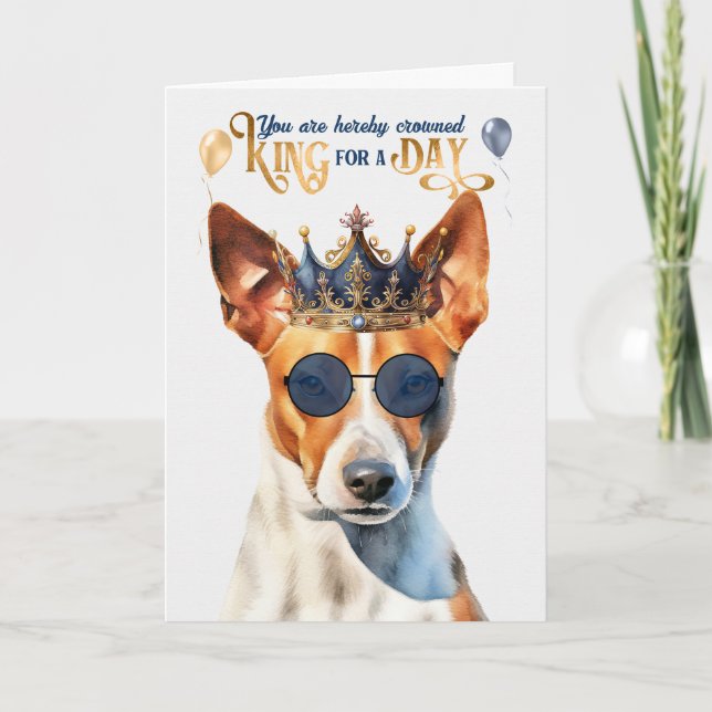 Carte Basenji Chien King pour une journée d'anniversaire (Devant)