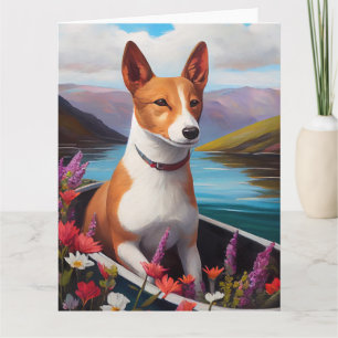 Carte Basenji Chien sur une pagaie : une aventure Pittor
