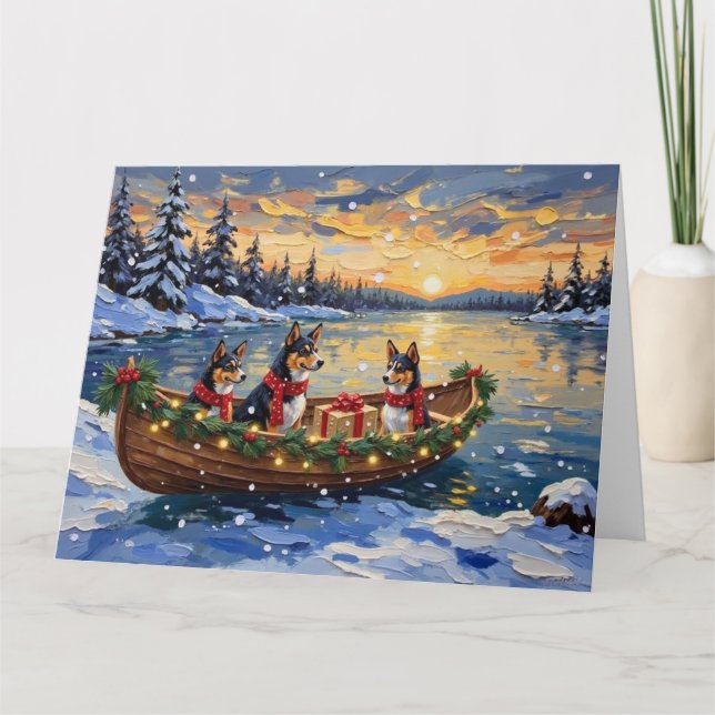 Carte Basenji Christmas Boat Holiday (Devant)