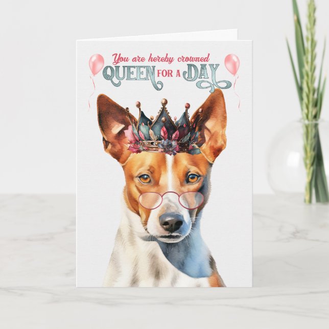 Carte Basenji Dog Queen pour jour drôle Anniversaire (Devant)