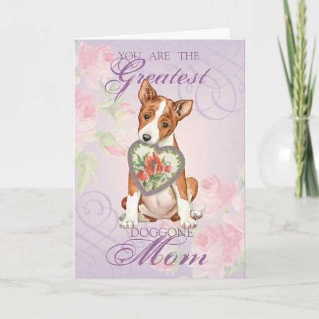 Carte Basenji Heart Mom (Devant)