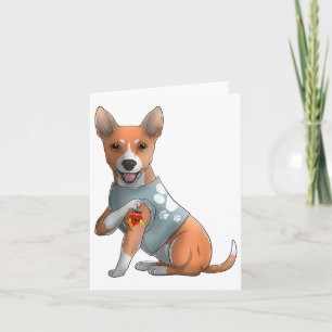 Carte Basenji j'aime maman tatouage chien chemise drôle