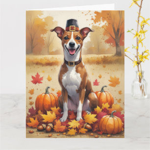 Carte Basenji L'Automne Laisse L'Art Thanksgiving