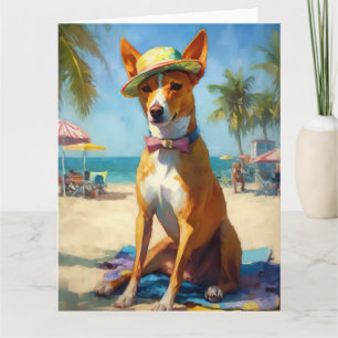 Carte Basenji sur la plage, cadeau d'été pour les amoure