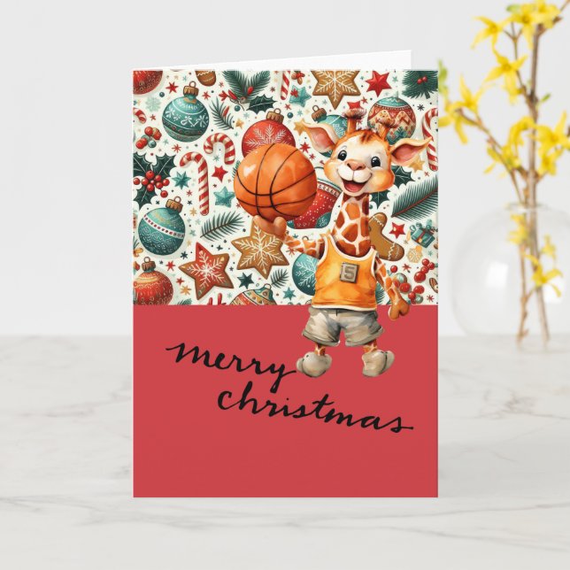 Carte Basket avec thème de Noël pour le joueur (Fleur jaune)