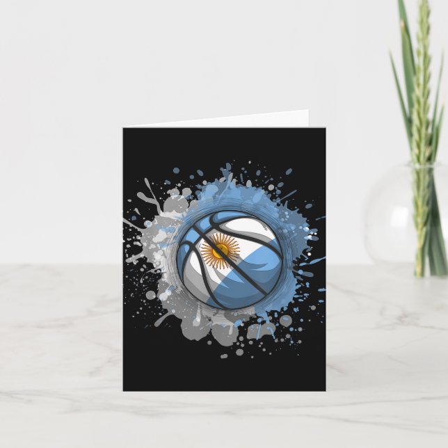 Carte Basket-ball avec drapeau de l'Argentine  (Devant)