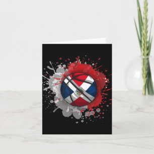 Carte Basket-ball avec drapeau République Dominicaine