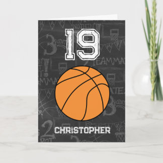 Carte Basket-ball bleu 19e anniversaire