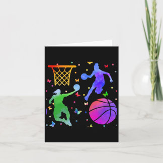 Carte Basket-ball en aquarelle papillon