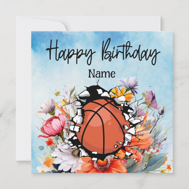 Carte Basket-ball Joyeux anniversaire à Jouer avec des f (Devant)