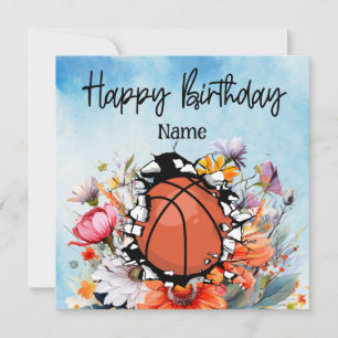 Carte Basket-ball Joyeux anniversaire à Jouer avec des f