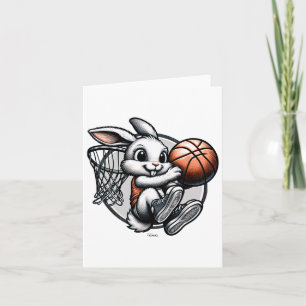 Carte Basket-ball mignon Bunny Dunk de Pâques