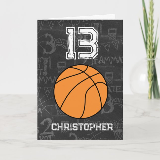 Carte Basket-ball personnalisé 13e anniversaire (Devant)