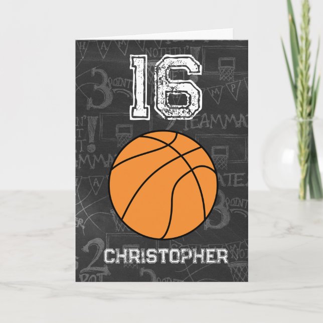 Carte Basket-ball personnalisé 16e anniversaire (Devant)