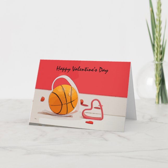 Carte Basket-ball Saint-Valentin Basket-ball avec amour (Devant)