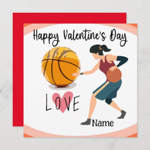 Carte Basket-ball Saint-Valentin du joueur avec amour