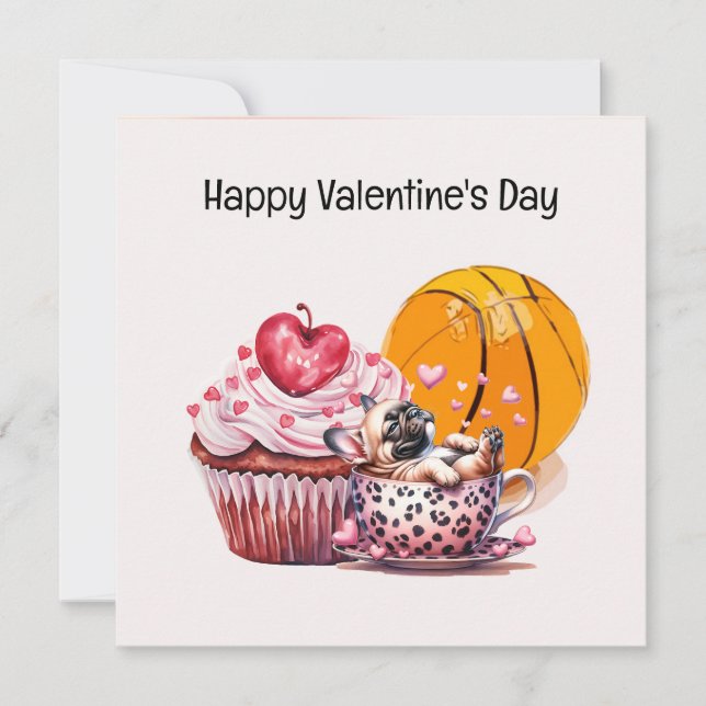 Carte Basket-ball Saint-Valentin du joueur avec amour (Devant)