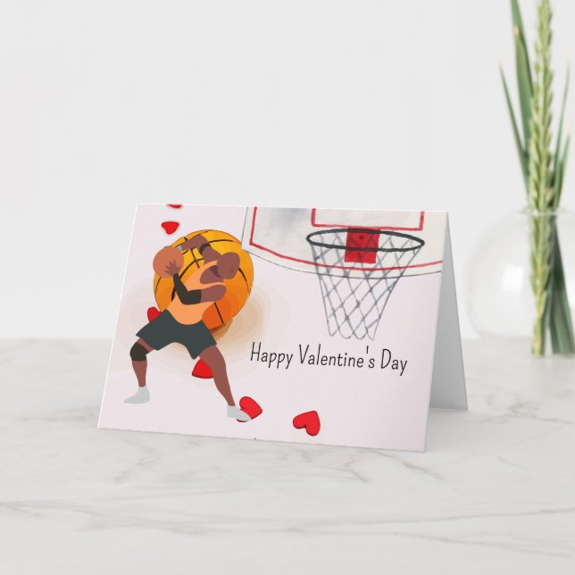 Carte Basket-ball Valentine's Day Basketball avec amour  (Devant)