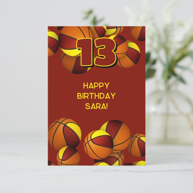 Carte basket joyeux anniversaire marron or de l'équipe c (Debout devant)