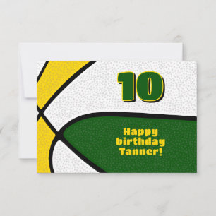 Carte basket joyeux anniversaire vert or équipe couleurs