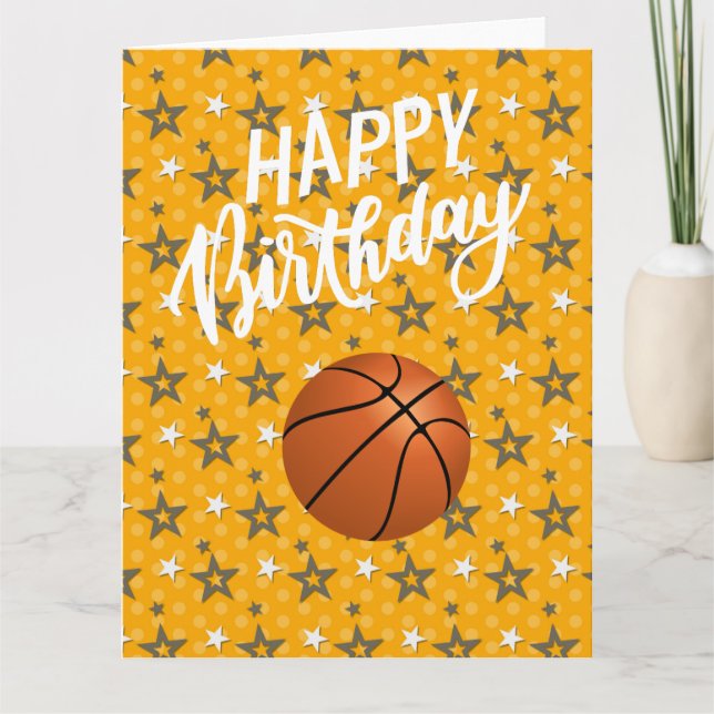 Carte Basket sur étoiles Joyeux anniversaire au joueur C (Devant)