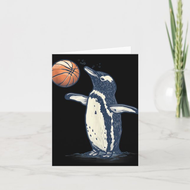 Carte Basketball Animal Art Manchot Amateur de Basketbal (Devant)