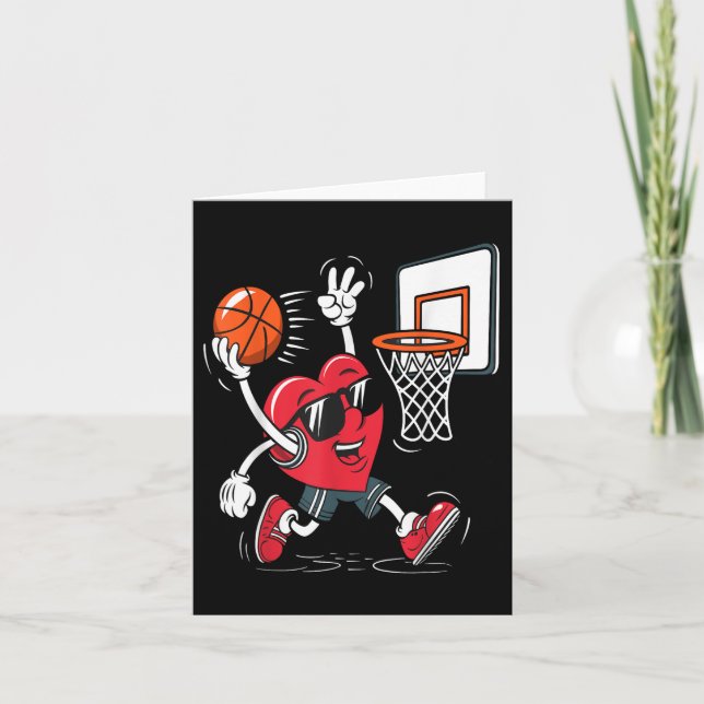 Carte Basketball avec dunking en forme de cœur pour la S (Devant)