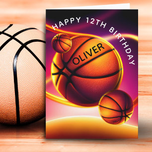 Carte Basketball Ball Sports Joyeux anniversaire