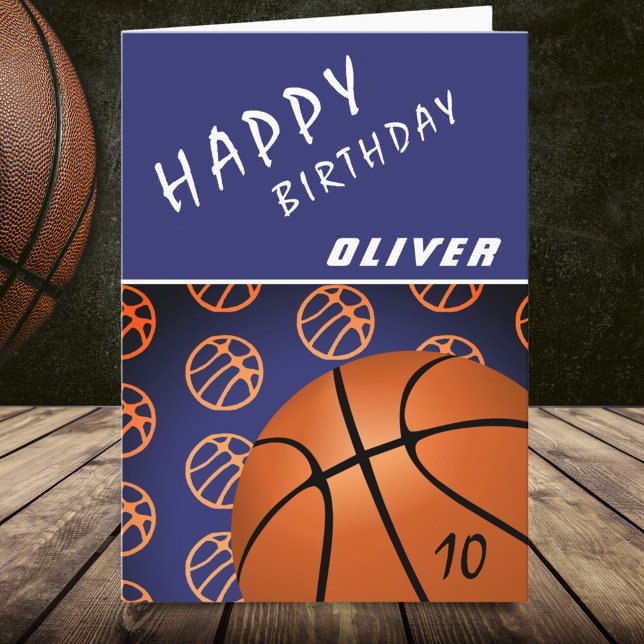 Carte Basketball Ball Sports Modern Happy Birthday Kid (Créateur téléchargé)