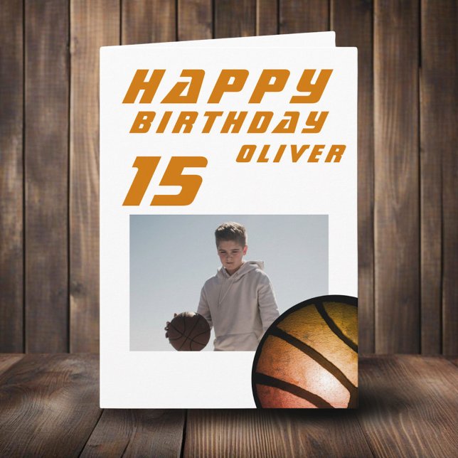 Carte Basketball Boy Photo Joyeux Anniversaire (Créateur téléchargé)