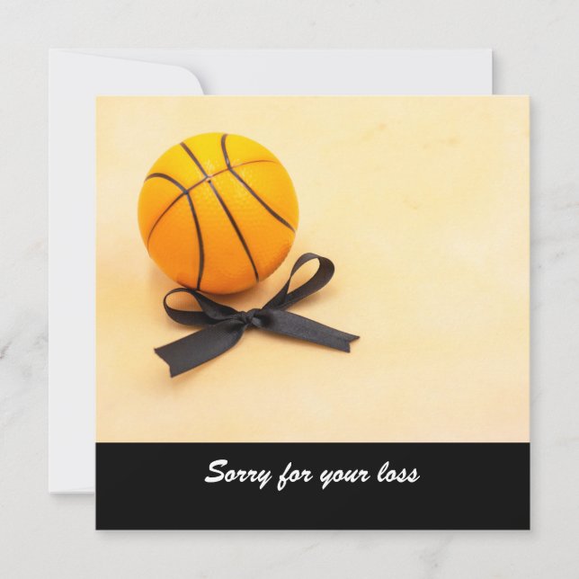 Carte Basketball désolé pour votre perte avec ruban noir (Devant)