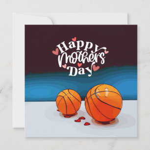 Carte Basketball Fête des mères à maman avec amour coeur
