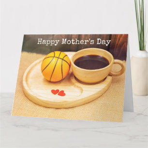 Carte Basketball fête des mères avec tasse de café pour