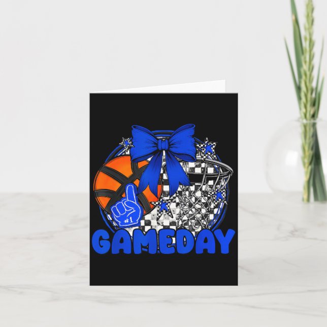 Carte Basketball Game Day Go Cheer Team Blue Coquette Ch (Devant)