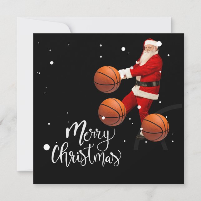 Carte Basketball Joyeux Noël avec le Père Noël (Devant)