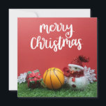 Carte Basketball Joyeux Noël avec Snowman<br><div class="desc">Basketball Joyeux Noël avec Snowman</div>