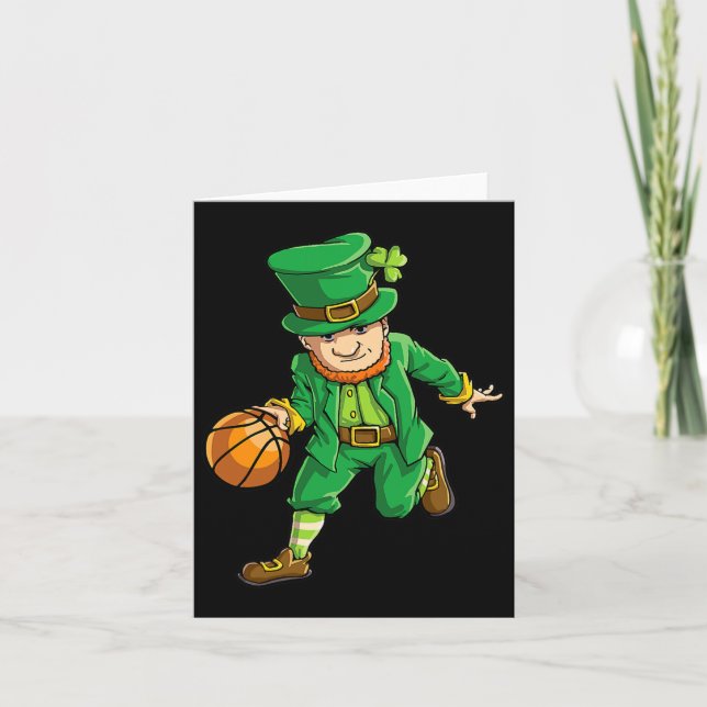 Carte Basketball Leprechaun Jour de la Saint Patrick Gar (Devant)