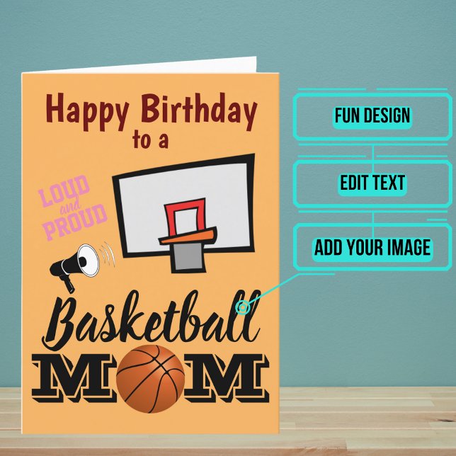 Carte Basketball Maman Anniversaire (Mom is at every game and always there to shout her support.)