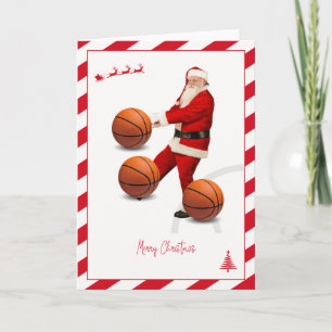 Carte Basketball Père Noël Joyeux Noël Nouvel An