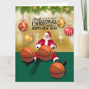 Carte Basketball Père Noël Joyeux Noël Nouvel An