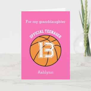 Carte Basketball Rose 13e Anniversaire Petite-Fille