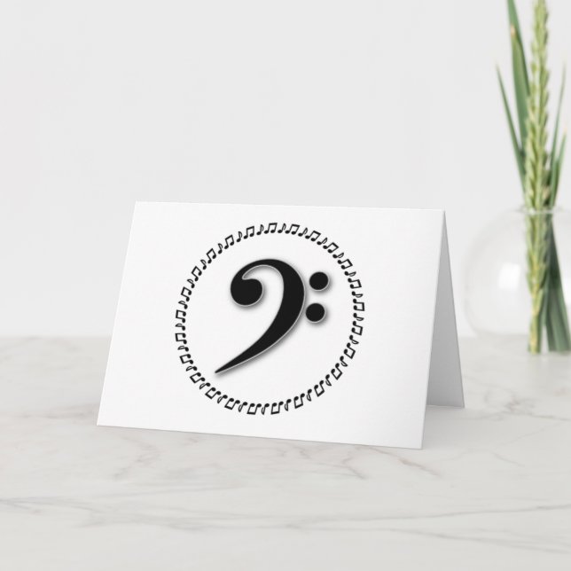 Carte Bass Clef Music Note Design (Devant)