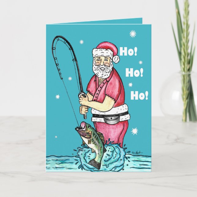 Carte Bass Fishing Père Noël (Devant)