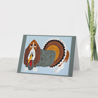 Carte Basset Hound à l'Action de Grâce en costume de Din