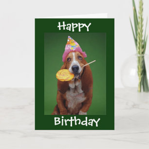 Carte Basset Hound Anniversaire Lollipop