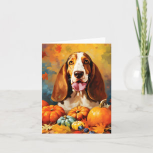 Carte Basset Hound Automne Thankgiving