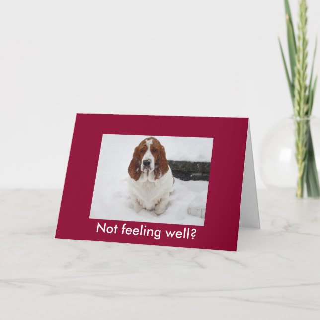 Carte Basset Hound avec le visage triste drôle obtenir c (Devant)