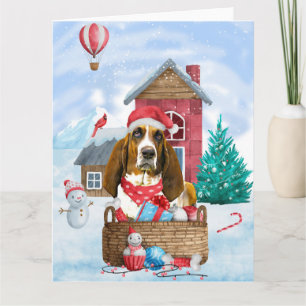 Carte Basset Hound dans la neige Maison pour chien de No